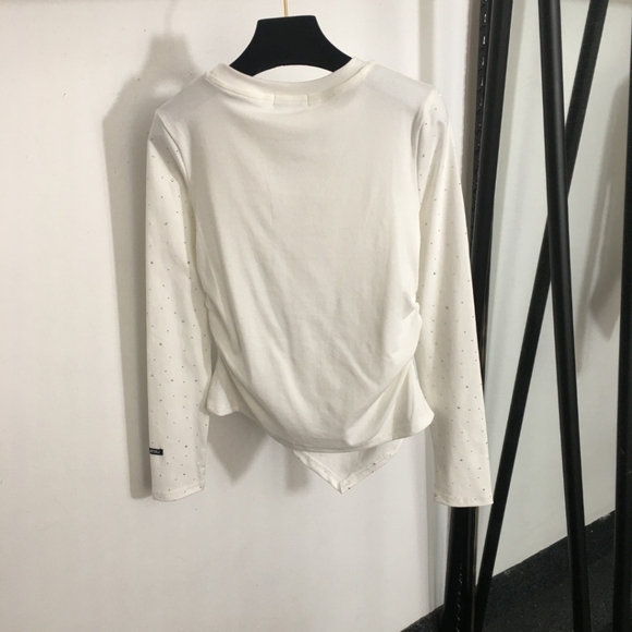 Miu miu long sleeved white T-shirt with diamonds - Picture 2 of 7